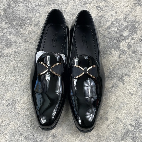 NIB Moretti Black Label Dylan Patent Leather Smoking Loafers Black Tie Wedding - Picture 4 of 12